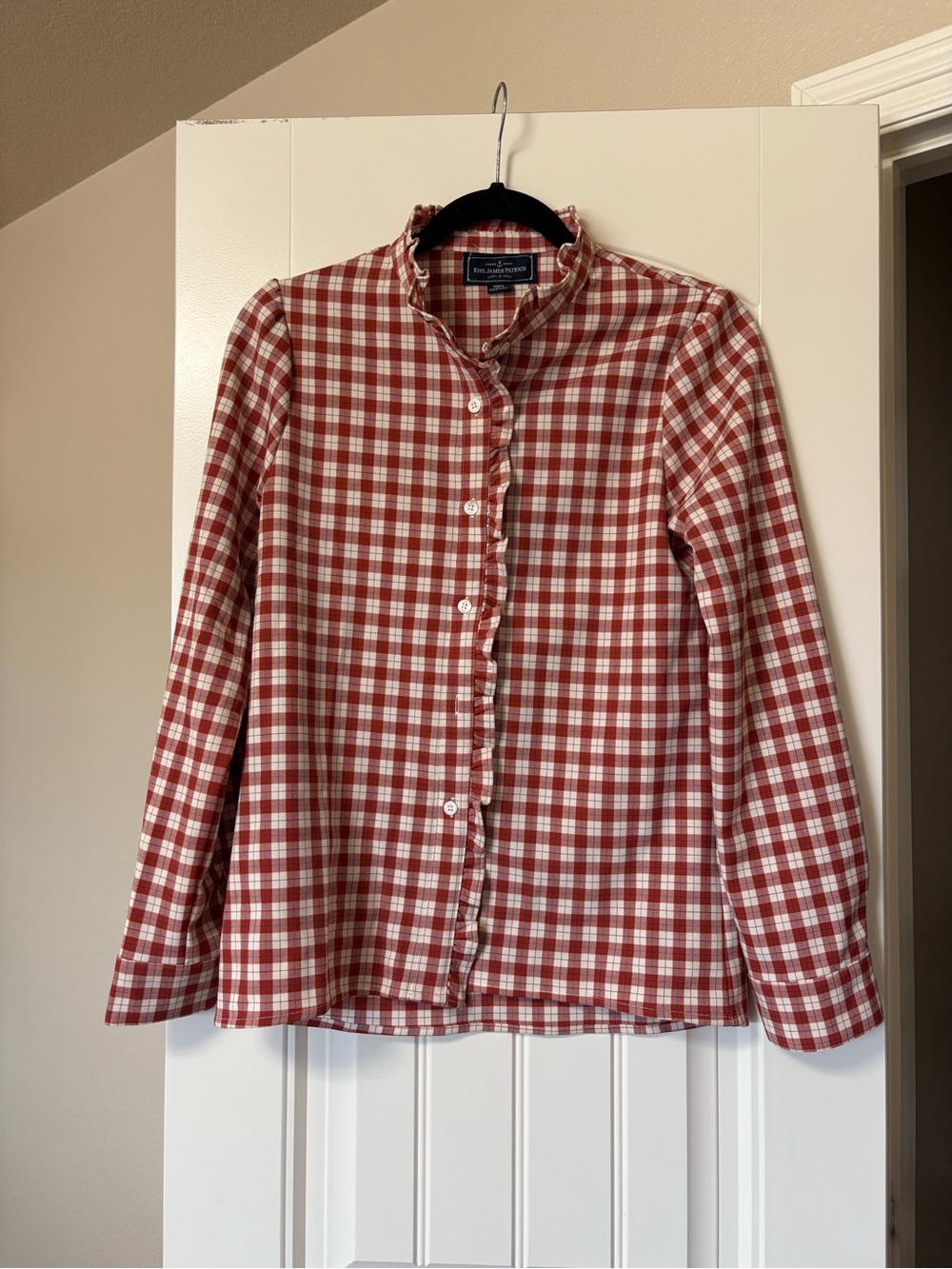 Kiel James Patrick Missing Button Orange Plaid Button-Down Shirt